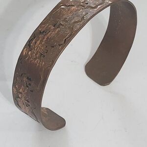 Textured Unisex  Copper Open Cuff Bracelet 2 1/4"